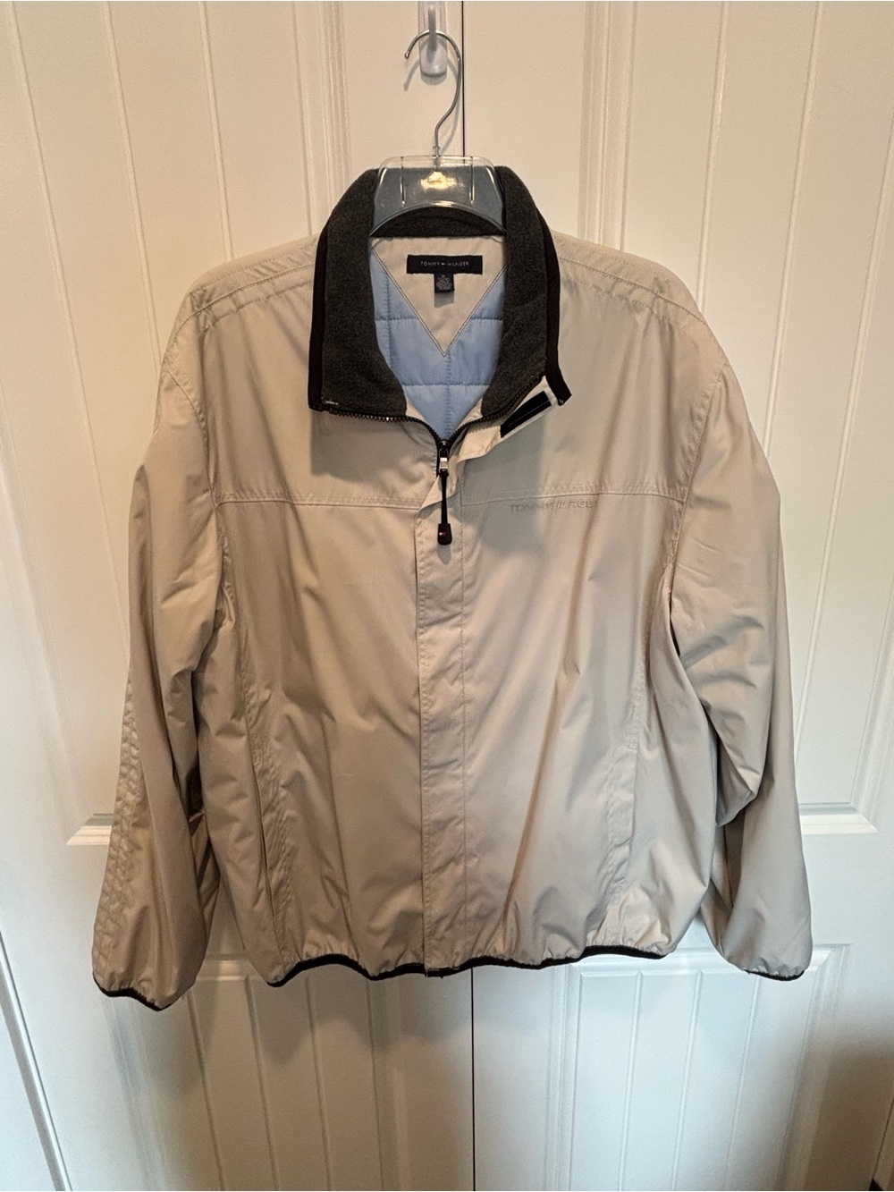 Tommy Hilfiger Light Beige Lightweight Jacket with Black Trim